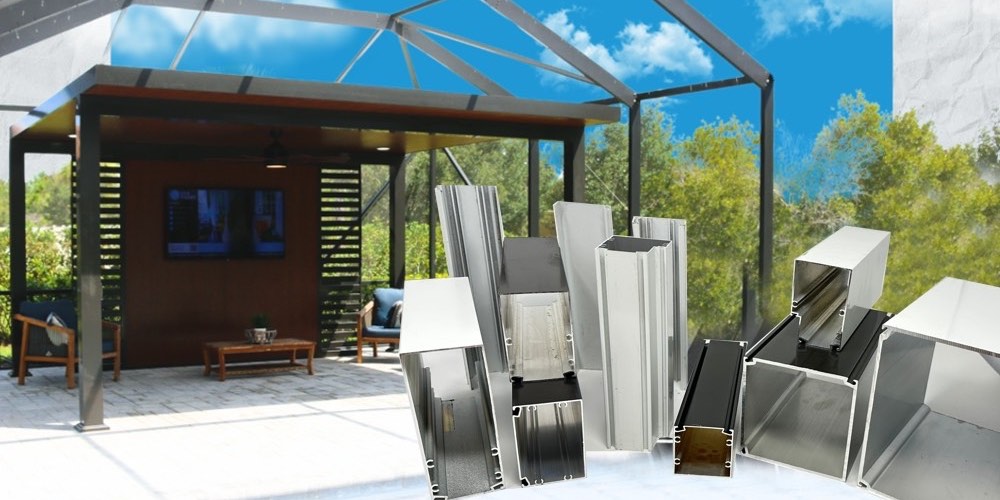 Aluminum screen enclosure profiles with covered patio in Florida